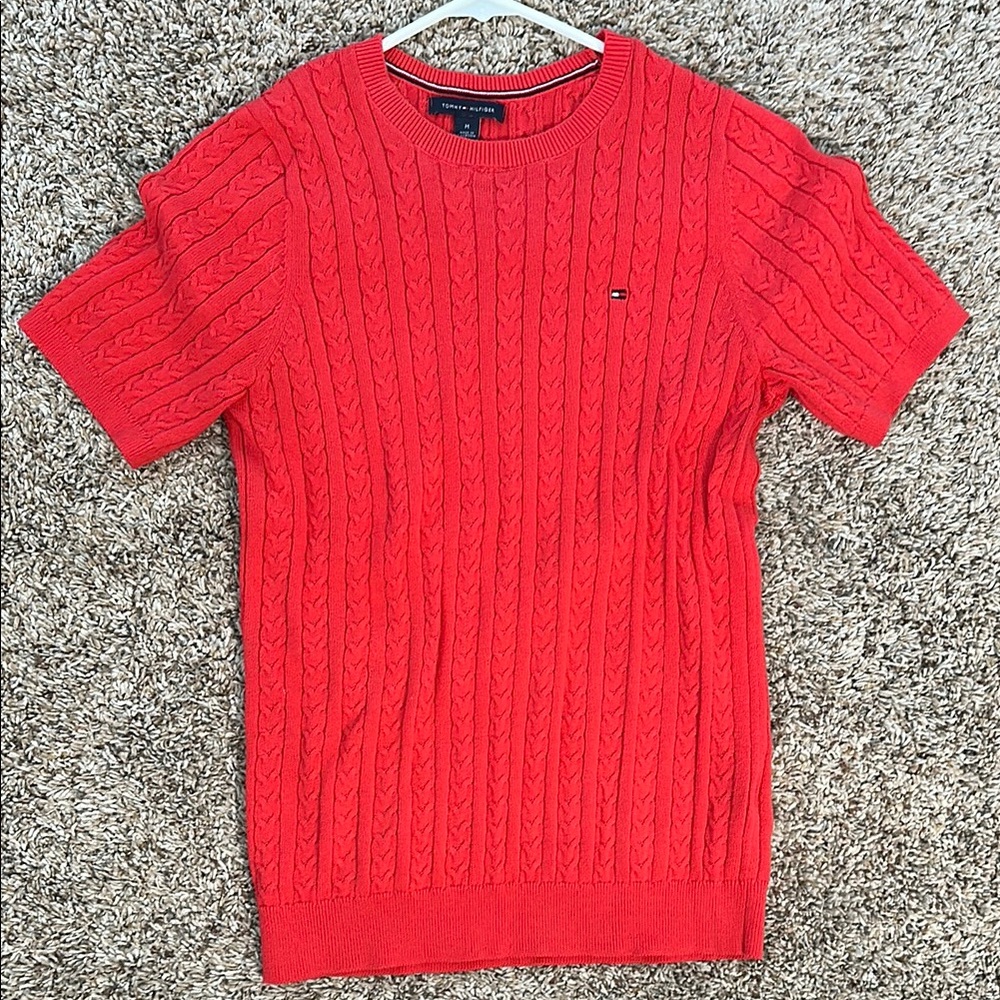 Tommy Hilfiger cable knit Red Crewneck Sweater